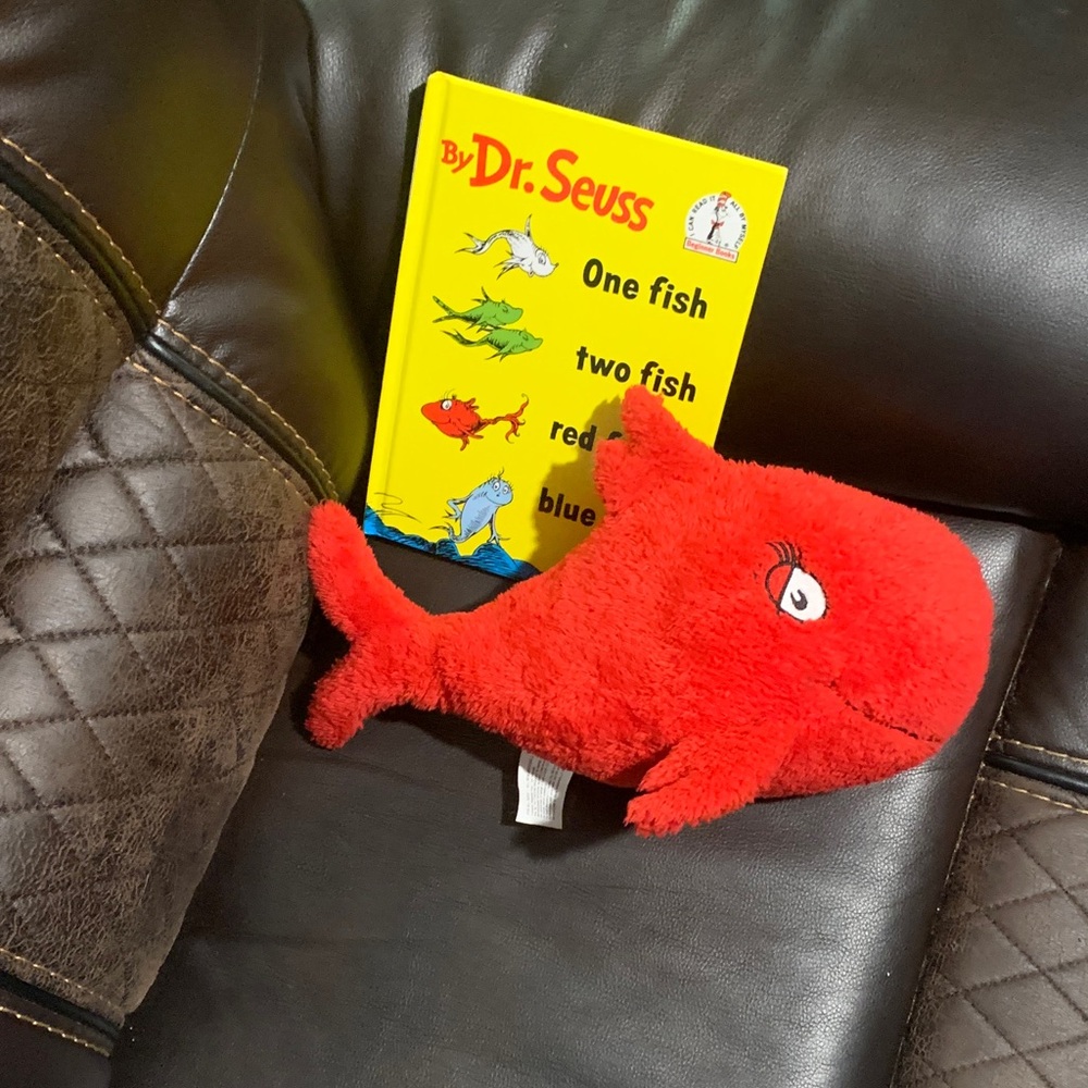 Dr. Seuss Yellow Book with Red Plush Fish